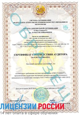 Образец сертификата соответствия аудитора №ST.RU.EXP.00014299-1 Нерехта Сертификат ISO 14001